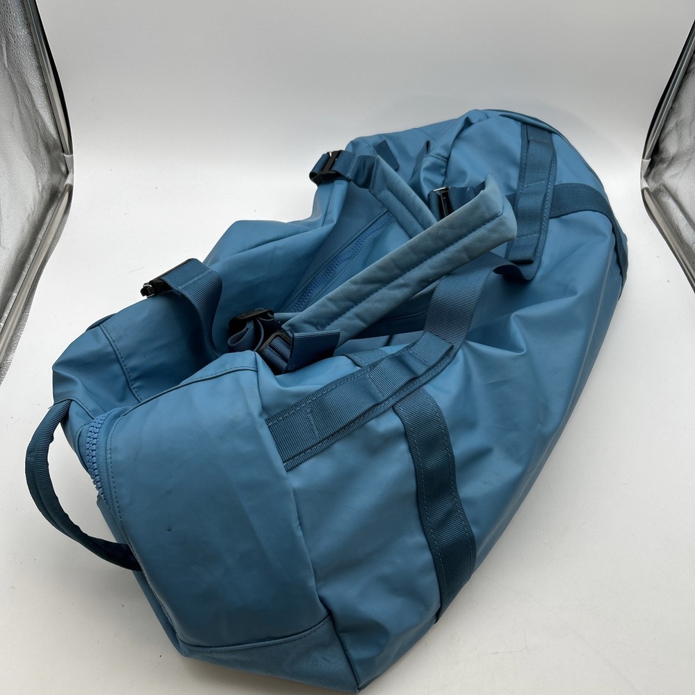 blue duffel bag